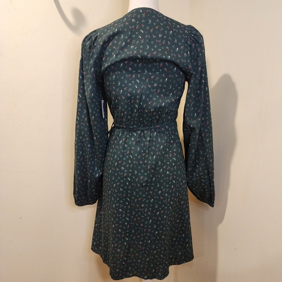 Old Navy Floral Green Wrap Long Sleeves Dress NWT - Picture 10 of 14